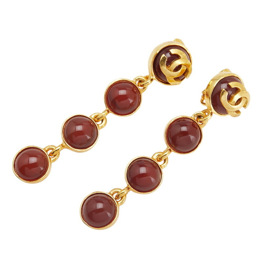 CHANEL Vintage Gold Logo Earrings